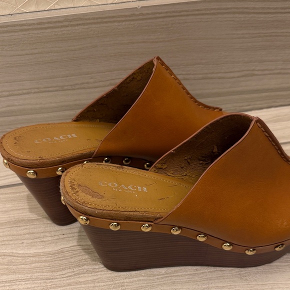 Coach Women's Tan Wedge Sandals - Picture 3 of 5